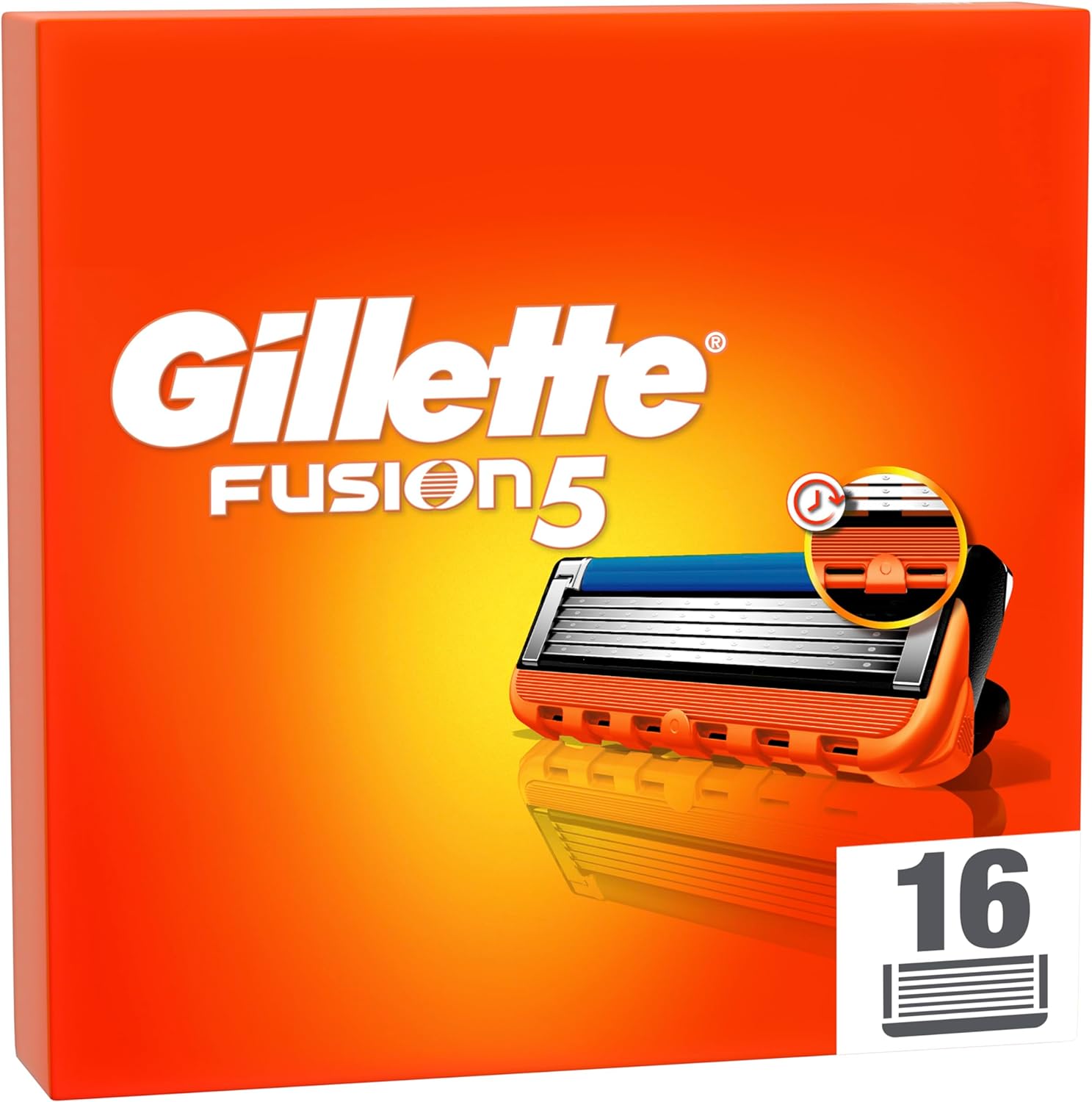 Gillette Fusion 5 LAMETTE DA BARBA, 16 RICAMBI da 5 Lame, Rasatura Scorrevole con STRISCIA LUBRIFICANTE